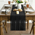 Farmhouse Woven Rustic Hollow Table Runner – Black