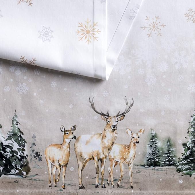 Maison d' Hermine Table Runner 100% Cotton Single Layer Table Runners 90 inches Long for Thanksgiving Christmas Decorations Home Kitchen Dining Party Wedding (Deer in The Woods, 14.5" x 90")