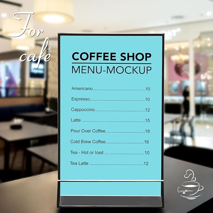 Acrylic Menu Holders, 12 Pack Black Frame Table Sign Holders