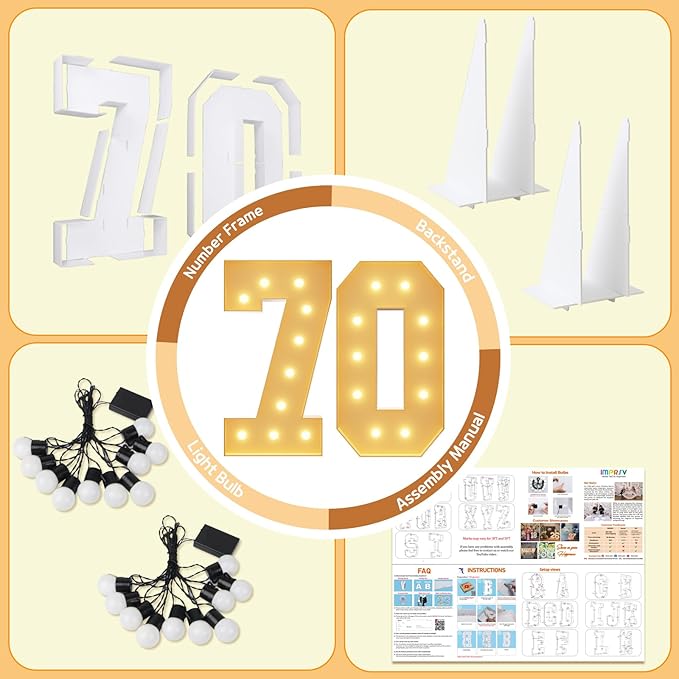 Party Marquee Numbers, 4 Ft Light Up Foam Board Set