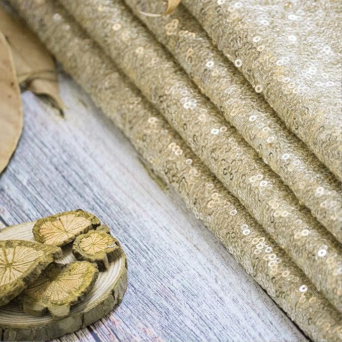 JYFLZQ Champagne Sequin Backdrop Curtains 8ft x 8ft 1 Panel Glitter Photo Booth Backdrops Sparkly Photography Background Drapes for Parties Wedding Bridal Showers