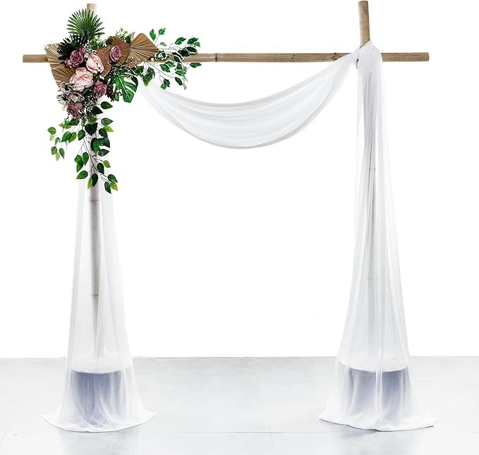 Fabric Panel: White Sheer Chiffon, 30 In x 40 Ft Wedding Drape