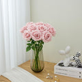Artificial Rose Open Flower Bouquet Faux Rose Stems for Wedding, 10pcs