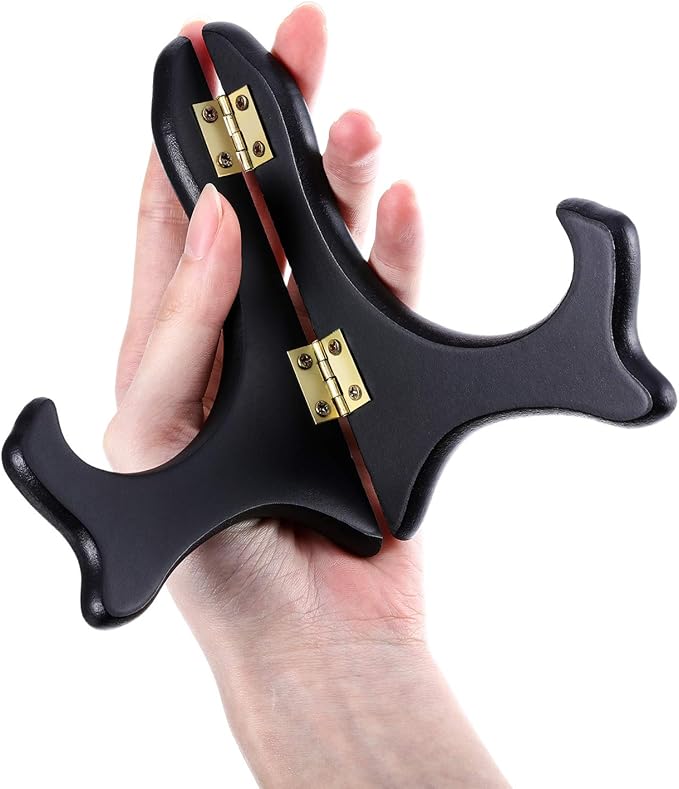 Tatuo 4 Pack Black Wooden Display Stand Plate Stands (5 Inch, Black)