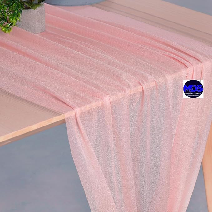 MDS Halloween Chiffon Table Runner - 25 Pack, 29 x 120 Inches, 10ft Each - Sheer Spooky Table Runners for Haunted House Parties, Trick-or-Treat Tables, Witchy Décor, Wedding & Events - Dusty Rose
