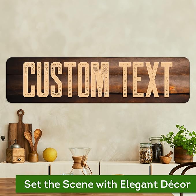 Custom Sign, Custom Street Sign, 11 Font Colors, 13 Font Styles, 4 Hole Options, 22 Sizes, 8x32 Inches, Rust Free DiBound, Fade Resistant, Made in USA by My Sign Center (Vintage Wood)