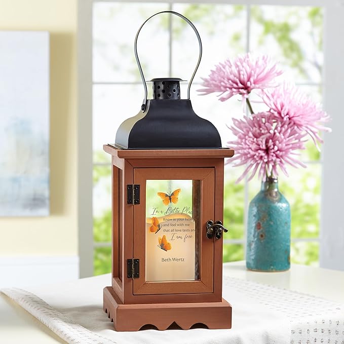 Decorative Candle Lantern - Wood and Metal, 12-Inch, Battery LED