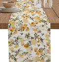 Vintage Orange Flower Cotton Linen Table Runner for Dining Kitchen, Wedding Outdoor Party Tablerunners Decoration, Farmhouse Botanical Floral Retro Dresser Scarf Coffee Tablecloth Runners 13x90 Inches
