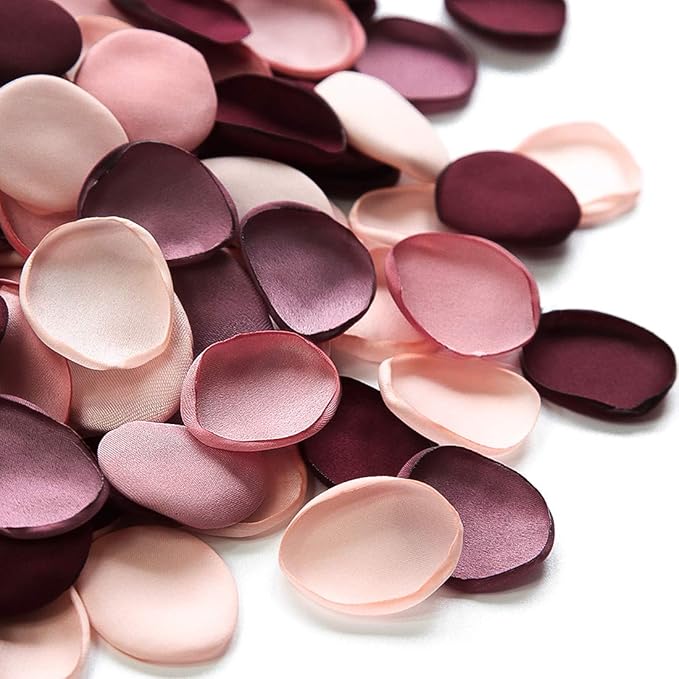 Confetti Rose Petals, 500 Count Burgundy and Blush Satin Petals