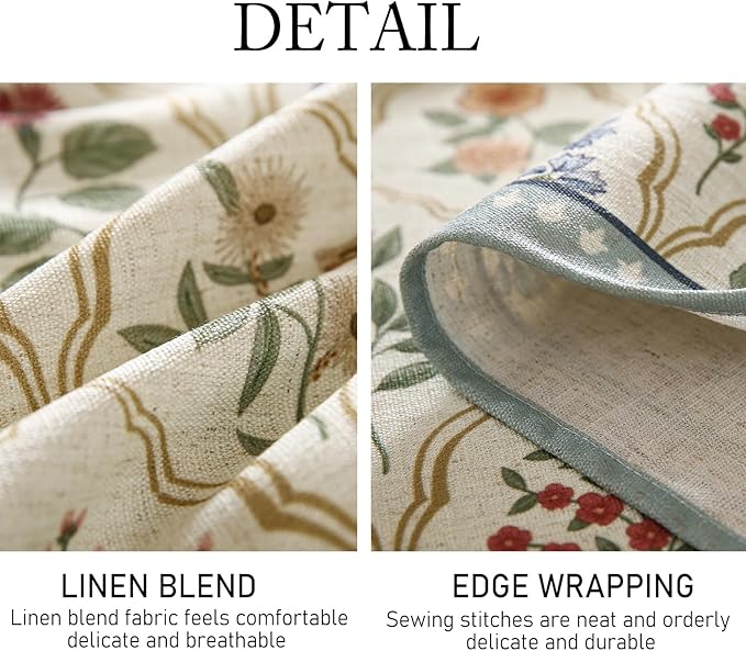 ISAENNE Designer Small Round Tablecloth,Western Linen Colorful Floral Indoor Table Cloth,Wrinkle Resistant Decor Tablecloths for Dining Thanksgiving Kitchen Christmas,Diameter 55"-Serenity B