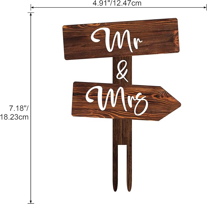 Non-Edible Cake Topper in Wood, 4.9 x 7.2 Inch Rustic Wedding Decor