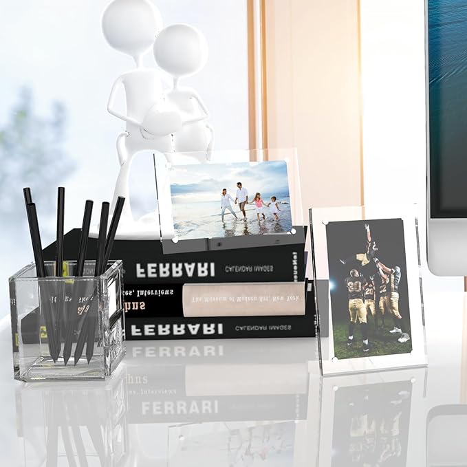 HELPLEX Picture Frames, 3 Pack 6x8 inch Acrylic Picture Frame Clear 6 x 8 Photo Frames Magnetic Picture Frames Ready for Tabletop Display, Effectively Protect Photos from Fading and Yellowing