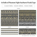 36 Rolls Glow-in-The-Dark Starry Washi Tape Set with Foil – Gold