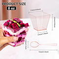 Plastic Dessert Cups, 102 PCS, 8oz Pink Clear Square Cups