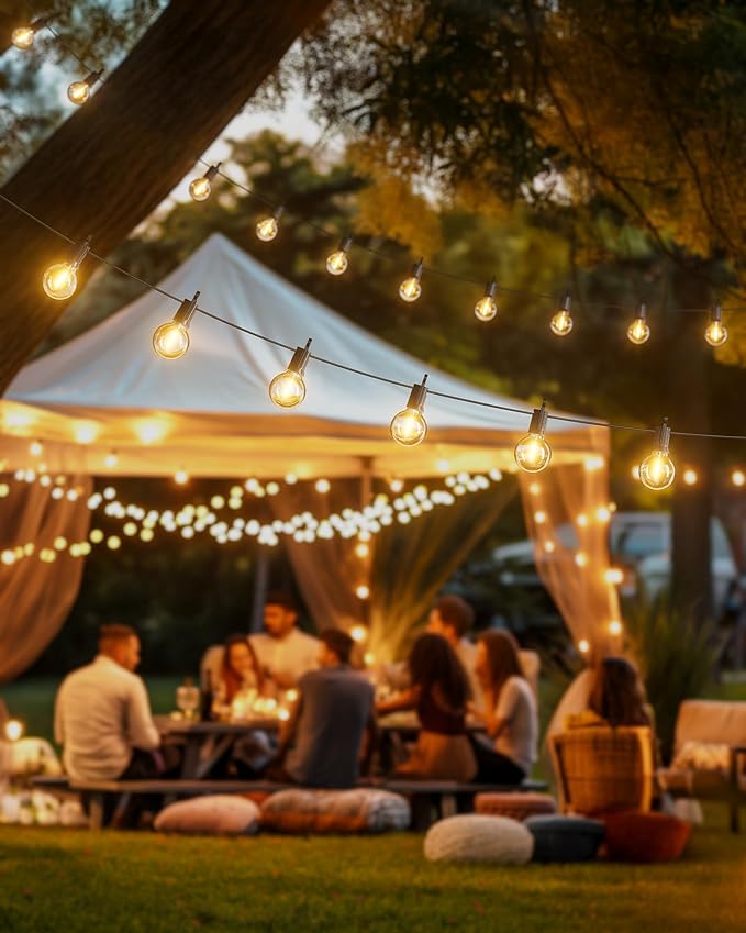 String Lights, 209 FT Warm White G40 Shatterproof Bulbs