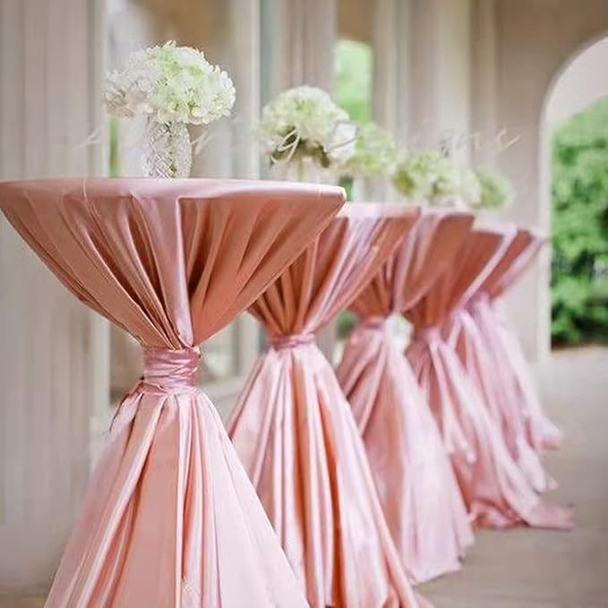 fani 6 Pack 108 Inch Rose Gold Round Tablecloth - Premium Silky Satin Tablecloth Overlay Smooth Fabric Table Cover Linens, Table Decoration for Wedding Party Banquet Events Restaurant Kitchen Dining