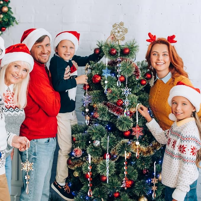 Lanpn 26 Pcs Christmas Ornaments Crystal Christmas Tree Decoration, Hanging Clear Acrylic Snowflake Icicle Drop Pendants for Xmas Winter Outdoor Indoor Party Decoration Blue