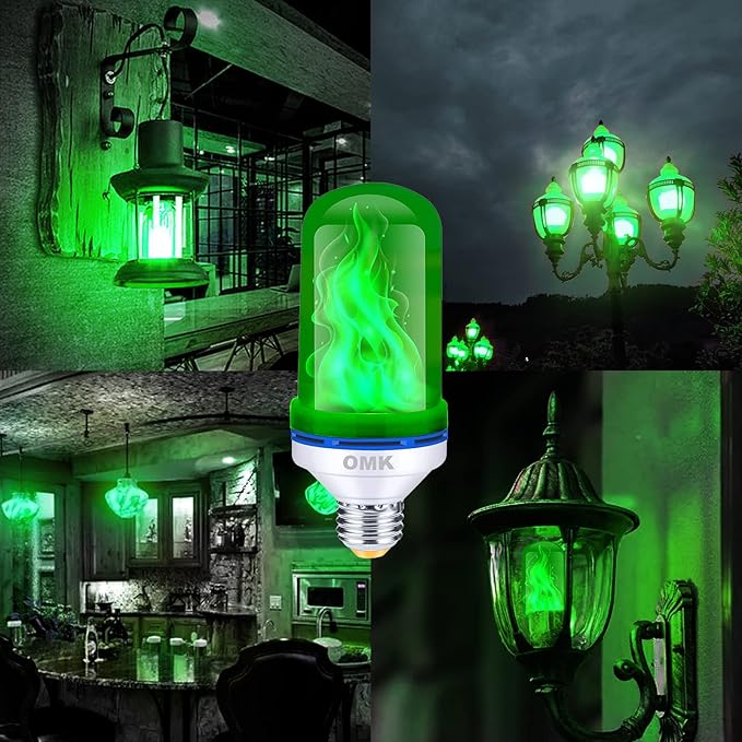 LED Bulbs, Green Flame Effect, 4 Pack, 3W PAR30S