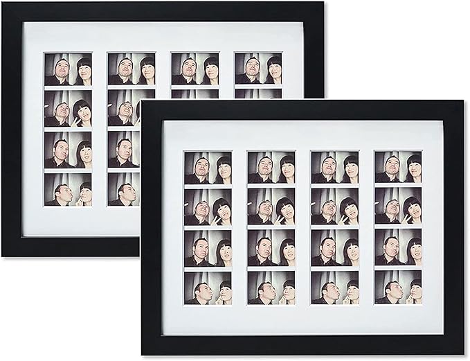 Wall Tabletop Frame 9x12 Black Wood with White Mat, Set of 2