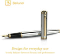 Chrome Fountain Pen – Silver, Stunning Luxury with 24K Gold Accents