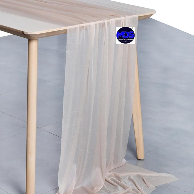 MDS Halloween Chiffon Table Runner - 5 Pack, 29 x 170 Inches, 14ft Each - Sheer Spooky Table Runners for Haunted House Parties, Trick-or-Treat Tables, Witchy Décor, Wedding & Events - Nude