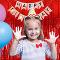 Foil Curtain Backdrop Metallic Tinsel Foil Fringe Curtains, 10 Pack – Red