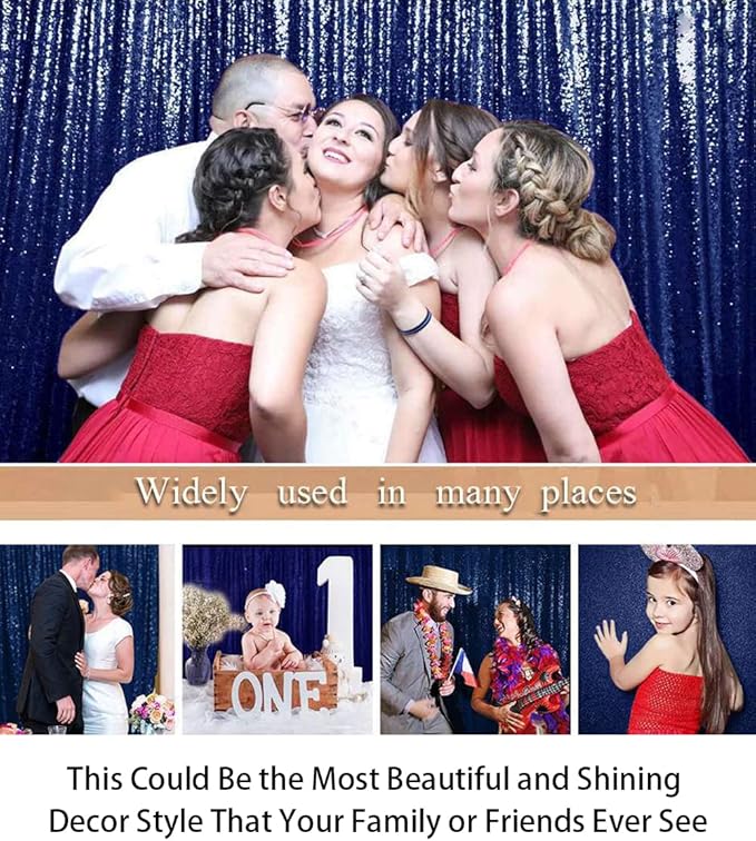 ShiDianYi 4FTX6FT-Navy Blue-Sequin Photo Backdrop, Wedding Photo Booth,Photography Background (Navy Blue)