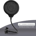 Pop Filter, 4 Inch 3 Layers Metal Windscreen with Flexible 360°
