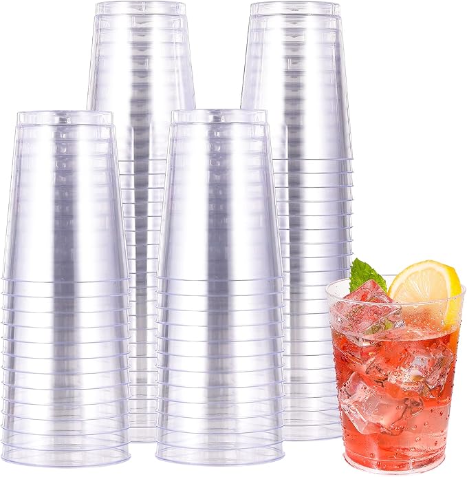 Clear Plastic Cups 10 oz, 100 Count Disposable Party Tumblers