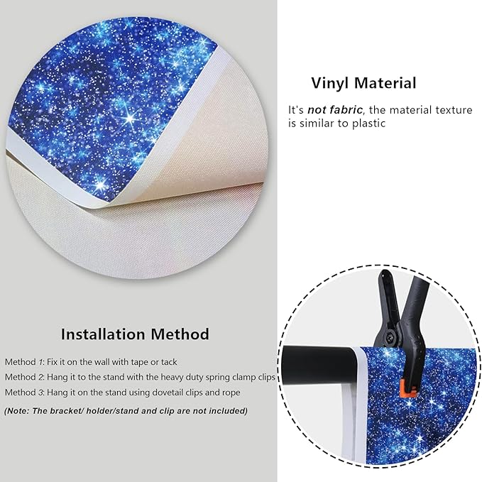 YongFoto Blue Glitter Backdrop 12x10ft Silver Light Spots Navy Blue Sequin Bokeh Photography Background Birthday Bridal Shower Wedding Photography Background Party Banner Decor Portraits Photoshoot