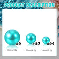 Vase Fillers, 100 Teal No-Hole Faux Pearl Beads in 3 Sizes