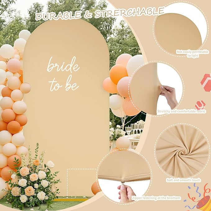 SoarDream Khaki Spandex Arch Cover 6FT Wedding Arch Backdrop Cover Stretchy Backdrop Chiara Wall Arch Stand Cover for Wedding Birthday Balloon Decorations- Ideal for Balloon Arches