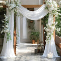 MDS Halloween Chiffon Draping Fabric - 2 Panel, 30" Wide x 40ft Long - Sheer Spooky Arbor & Canopy Drapery for Haunted House Backdrops, Party Ceilings, DIY Costumes & Themed Events - White