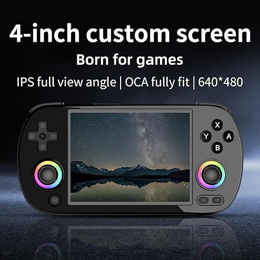 RG40XX H Handheld Game Console RG40XXH Retro Gaming Console 4.0'' IPS Screen with 64G TF Card Pre-Installed Games Linux System Supports 5G WiFi Bluetooth HDMI and TV Output New Emulator RG40XX Black