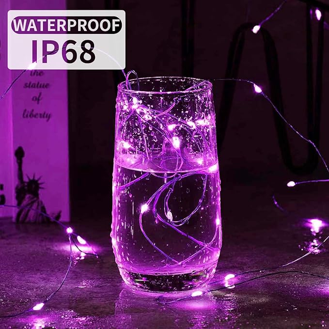 Aogist Led Fairy Lights 3 Modes Battery Operated String Lights Waterproof Silver Wire 7 Feet Firefly Starry Moon Mason Jar Lights for DIY Wedding Party Christmas (Pink, 20 Pack)
