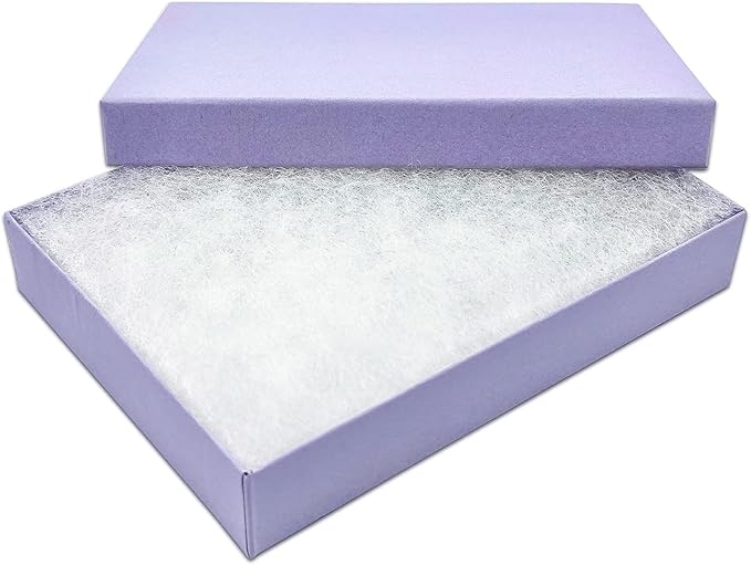 TheDisplayGuys - 25-Pack #53 Kraft Paper Cardboard Gift Boxes/Jewelry Cases w. Cotton Padding & Lid - Light Lavender - (5.4" x 3.9" x 1.0")