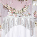 Sequin Tablecloth 72''x72'' Square Glitter Table Cover Silver – Silver