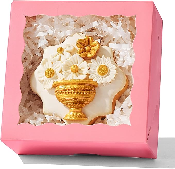 100-Pack 4x4x2 Pink Bakery Boxes - Treat/Cookie/Truffle Boxes for Mini Cakes, Pies & Cinnamon Rolls - Wedding Party Favor Packaging