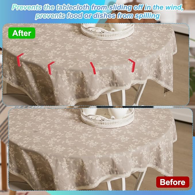 uxcell 4 Pack Tablecloth Clips, Stainless Steel Table Cloth Cover Clamps, 2.87" x 2.36" Windproof Holder Clips for Home Party Picnic Wedding Camping Dining Tables, Rose Gold