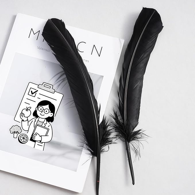 Black Turkey Feathers,22 Pcs Natural Feathers Bulk Long 10-12 inch (25-30cm),Turkish Feather for Crafts DIY Wedding Home Party Mardi Gras Decorations (Black)