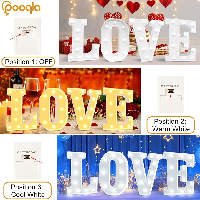 Pooqla LED Marquee Letter Lights, Warm White and Cool White Decorative Lighted Letters, Light Up Alphabet Letters for Boys Girls, Party, Wedding, Bar, Night Light, Birthday Decoration, Letter G