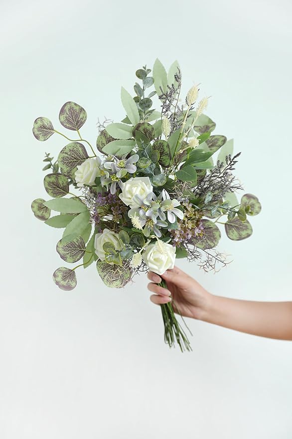 Serra Flora Artificial Greenery Spray Box Set(Pack of 38pcs) with 9 Kinds of DIY Wedding Bouquet Filler Table Centerpieces and Floral Arrangement (Lilac & Green)