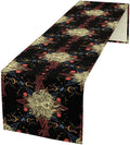 Boho Moon Lion Table Runner, Chinese Fish Phase of The Moon Sun Moon Table Runner for Kitchen Dining Table Home Party,13x70 Inch Black Red