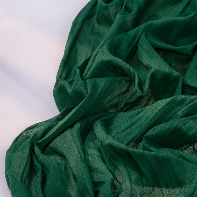 Emerald Green Cheesecloth Table Runner 12 Pack Fall Table Runners Boho Gauze 120 Inches Green Cheese Cloth Fall Table Decorations for Thanksgiving Wedding Bridal Baby Shower Tea Party