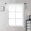 VISIONTEX Sheer Voile Curtain Valances, Decorative Leaves Embroidered, Rod Pocket Window Treatment for Kitchen/Rustic Bedroom/Living Room (54 x 16 Inch,1 Panel)