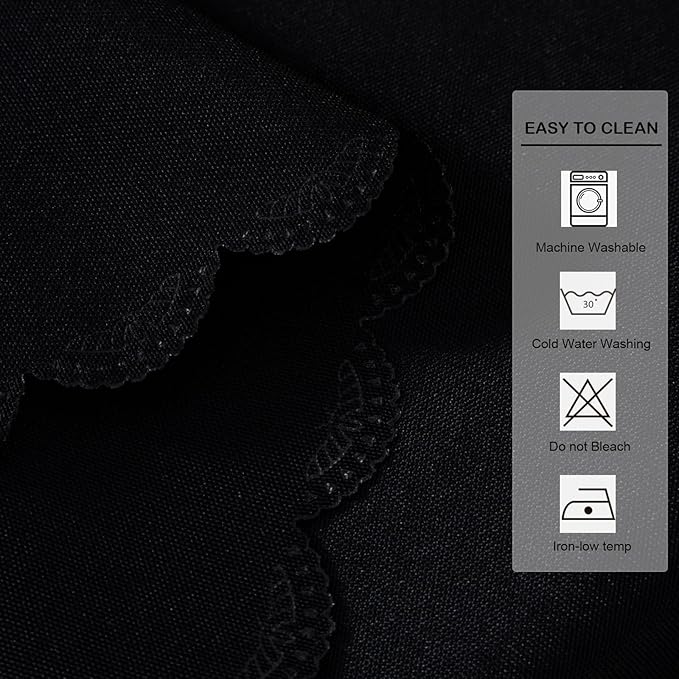 Small Round Black Tablecloth 24 Inch Polyester Fabric Washable Table Cover Decorative Wrinkle Resistant Solid Color Table Cloth for Nightstand Party Wedding Camping
