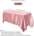 4 Packs Satin Tablecloth Overlay Satin Table, 102 X 58 Inch – Rose Gold
