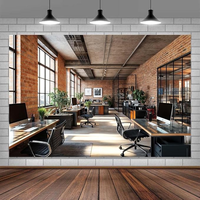 4X4ft Office Video Photo Backdrop Photography Background for Recording Conference, Zoom Home Podcast Backdrops Photo Booth Prop Decorations Wall Decor Tablecloth