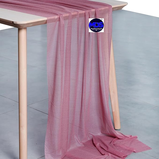 MDS Halloween Chiffon Table Runner - 25 Pack, 29 x 170 Inches, 14ft Each - Sheer Spooky Table Runners for Haunted House Parties, Trick-or-Treat Tables, Witchy Décor, Wedding & Events - mauva