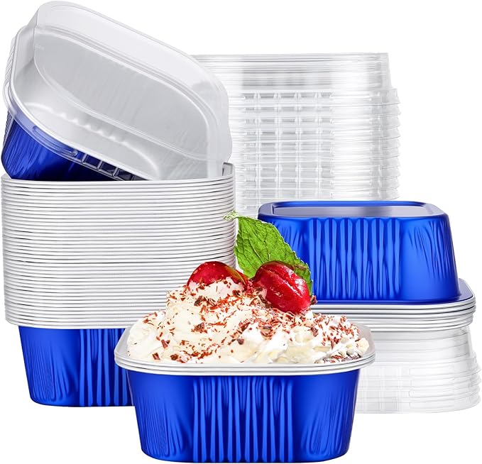 Baking Cups in Royal Blue, 50 Count Aluminum Foil Dessert Ramekins